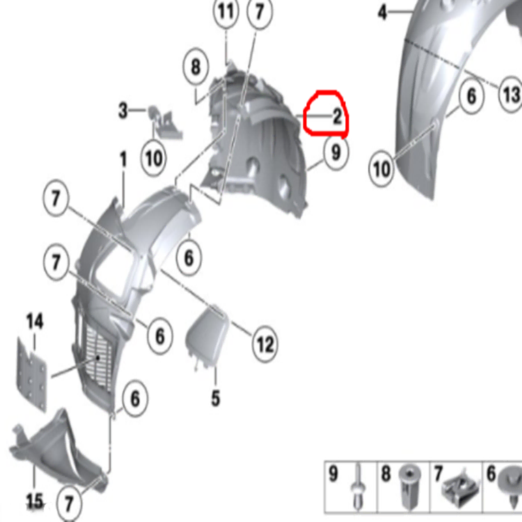 BMW F10 5시리즈 520D 528 휠가이드 흙받이 대체 OE부품