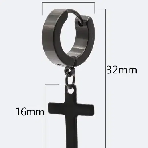(새상품) 남자 십자가 한쪽 스틸 링귀걸이 