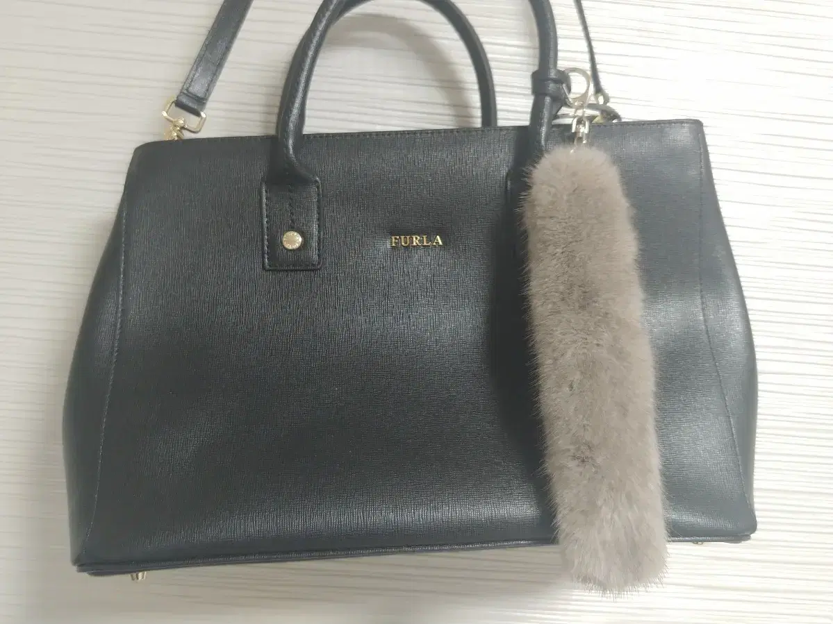 Mink fur bag decoration - gray