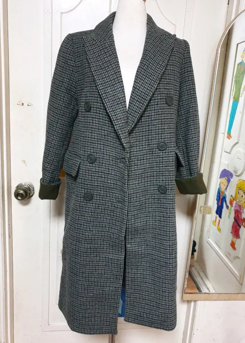 (44-55) ZIO Check Fitted Half Wool Coat *PRICE REDUCED