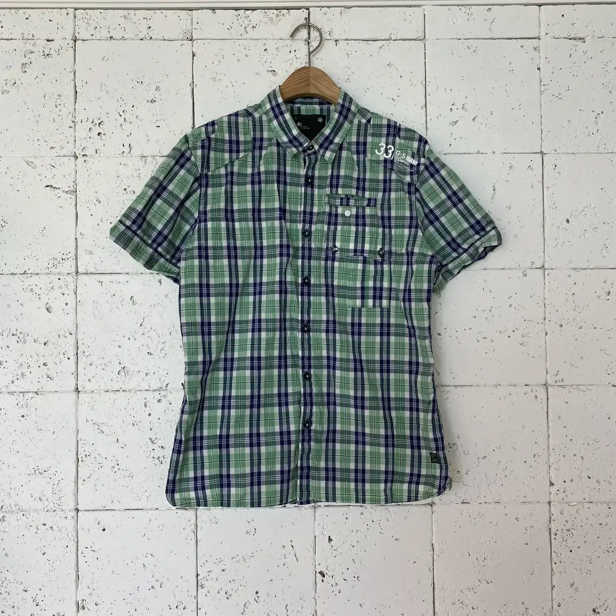 L G-star check short-sleeved shirt