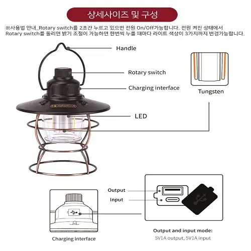 (무료배송) 캠핑 감성 빈티지 클래식 충전식 LED 랜턴