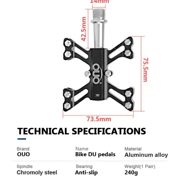 OUO 경량페달 알로이 3베어링
