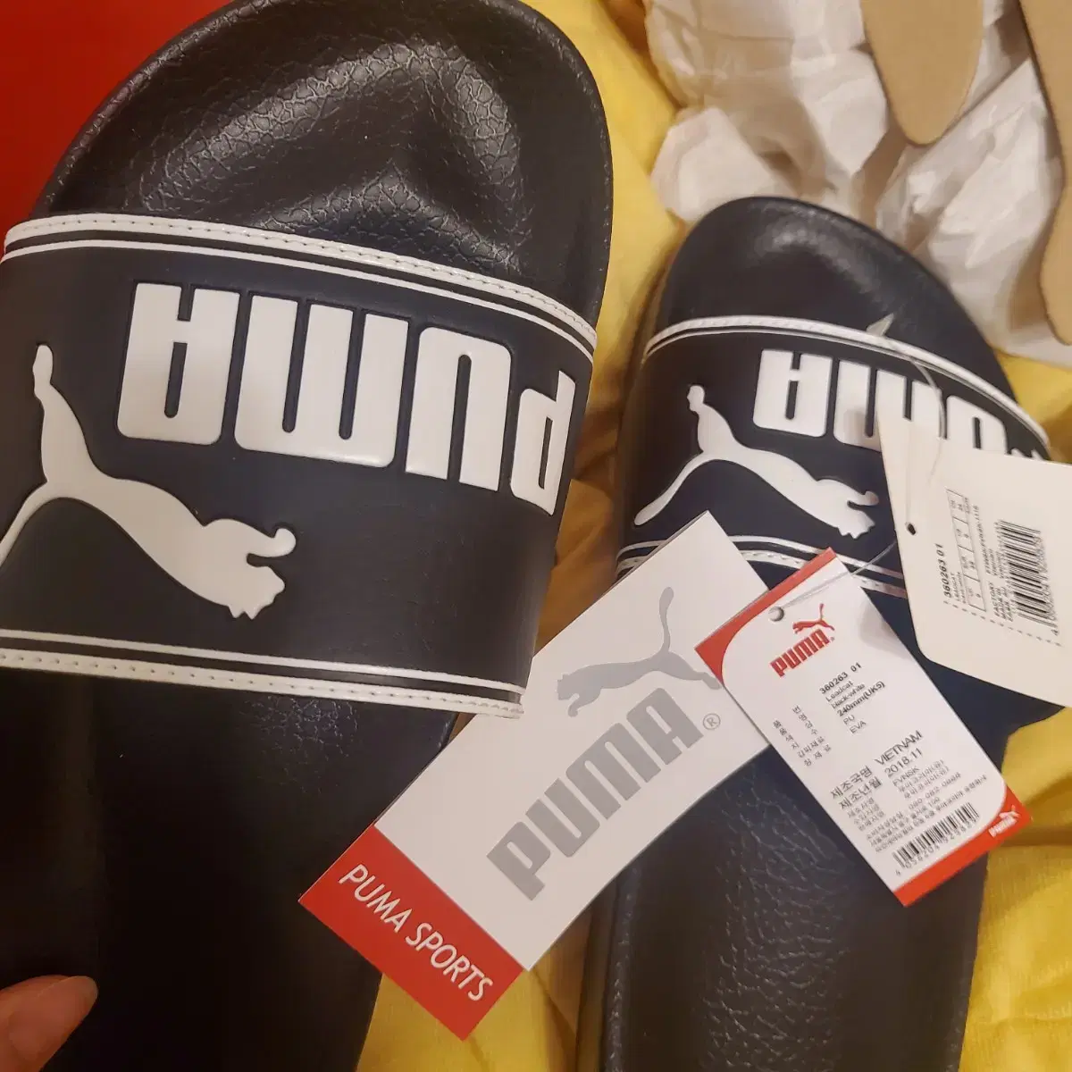 푸마 PUMA 슬리퍼 검정색 새상품 선물용 230(230-240)