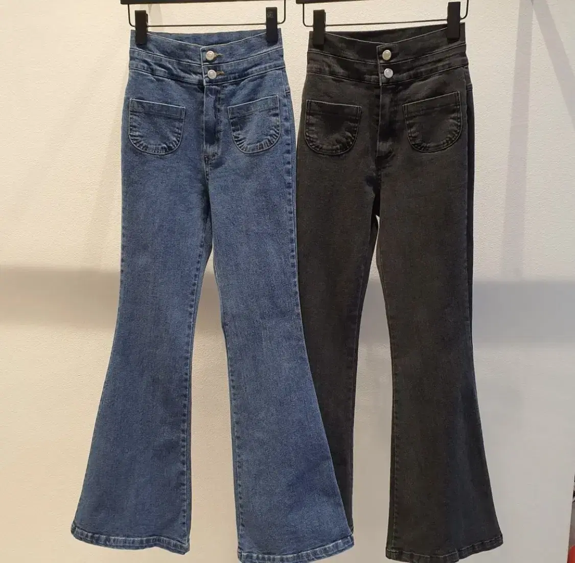 High-waisted boot-cut denim