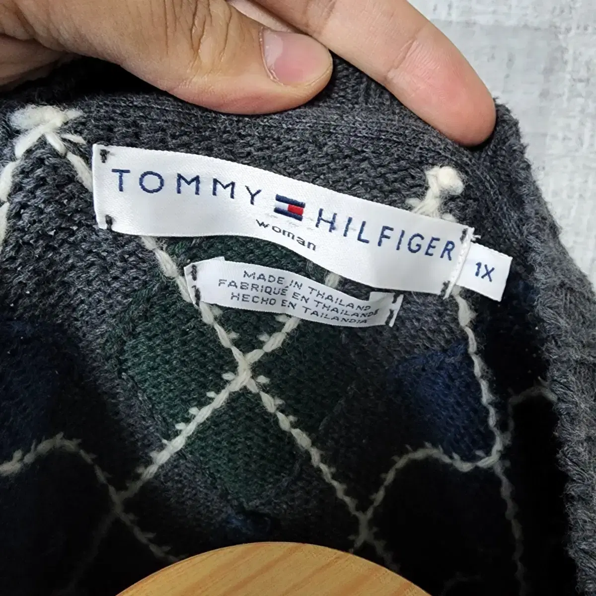 (js852) XL 여성용 타미 브이넥 니트  . TOMMY