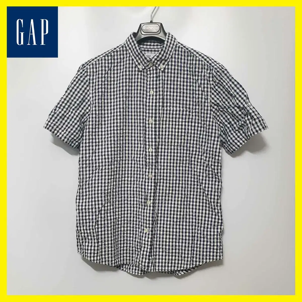 [미착용/L] 갭 체크 반팔 셔츠 스탠다드 핏 GAP (가슴단면53cm)