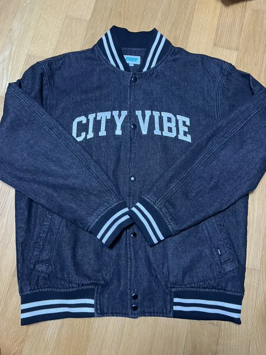 Mark M Denim Varsity Jacket Black L