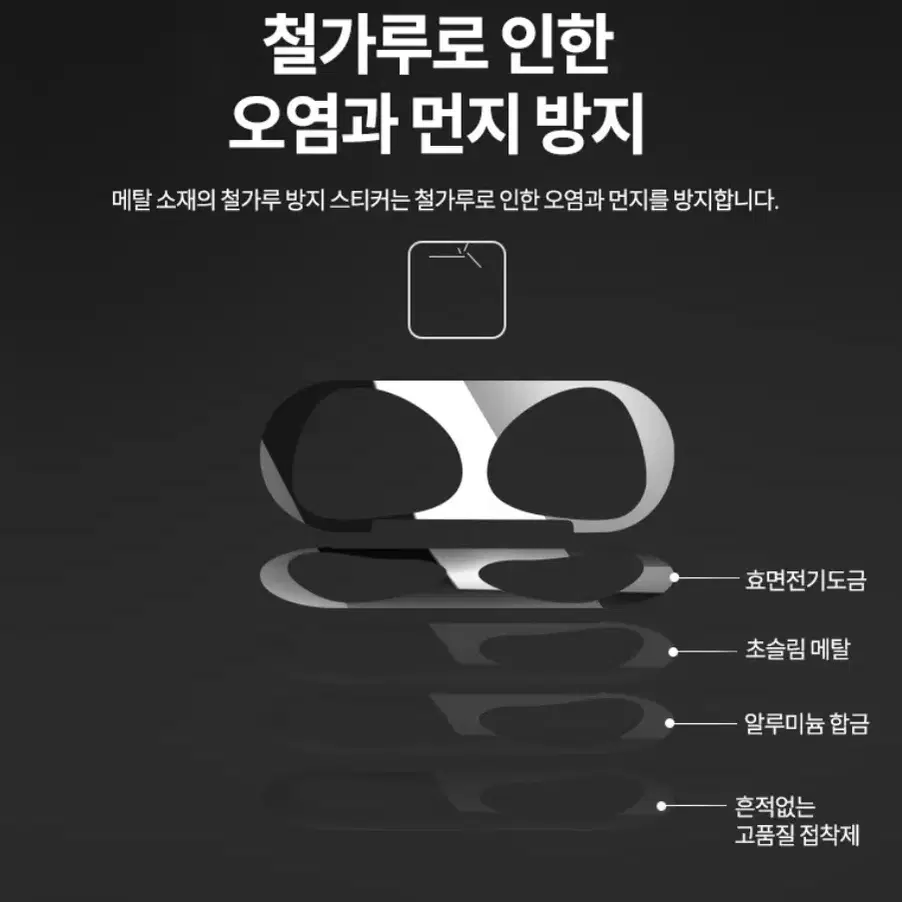 새상품 에어팟 3세대 철가루방지 메탈릭 스티커 5가지색상