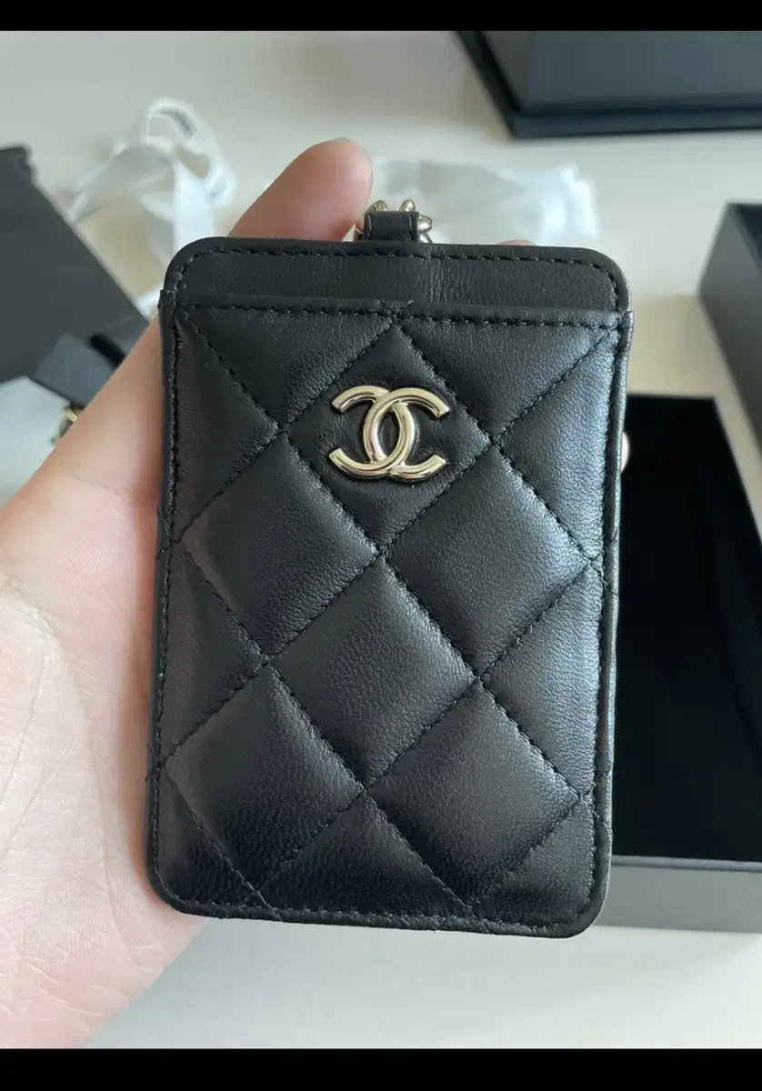 Chanel Ribbon Chain Necklace Card Wallet