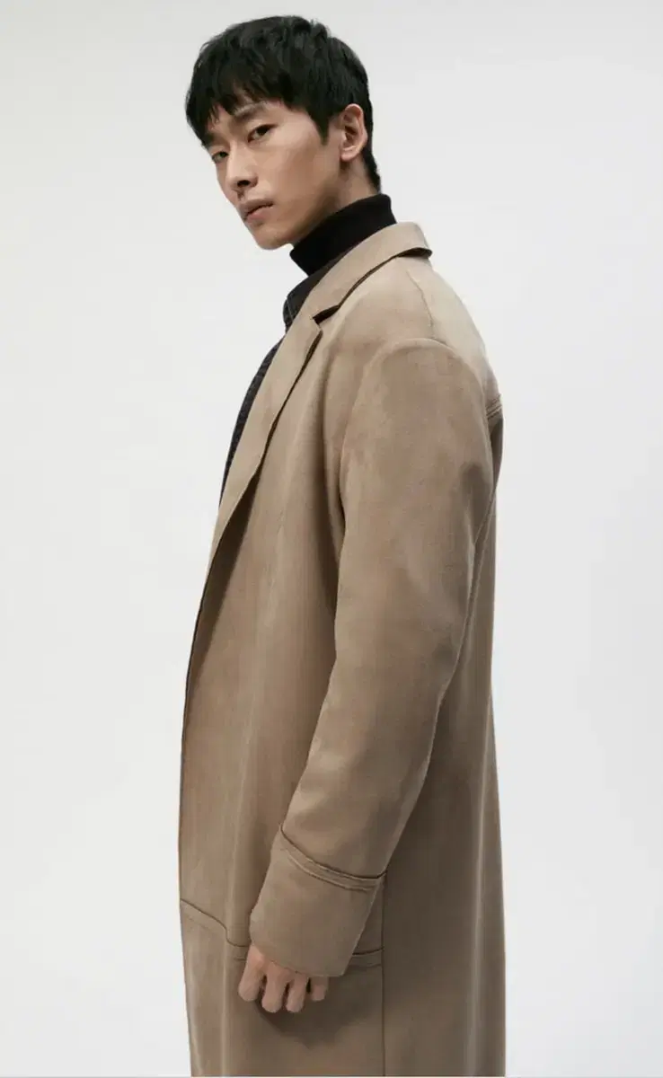 L) Zara Ecosuede Coat Sand