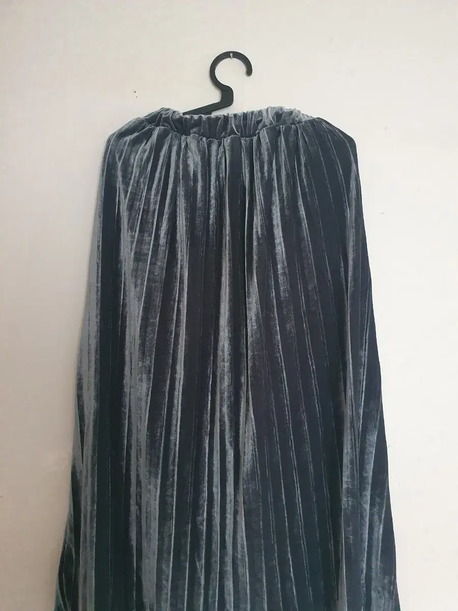 Long pleated skirt in velvet