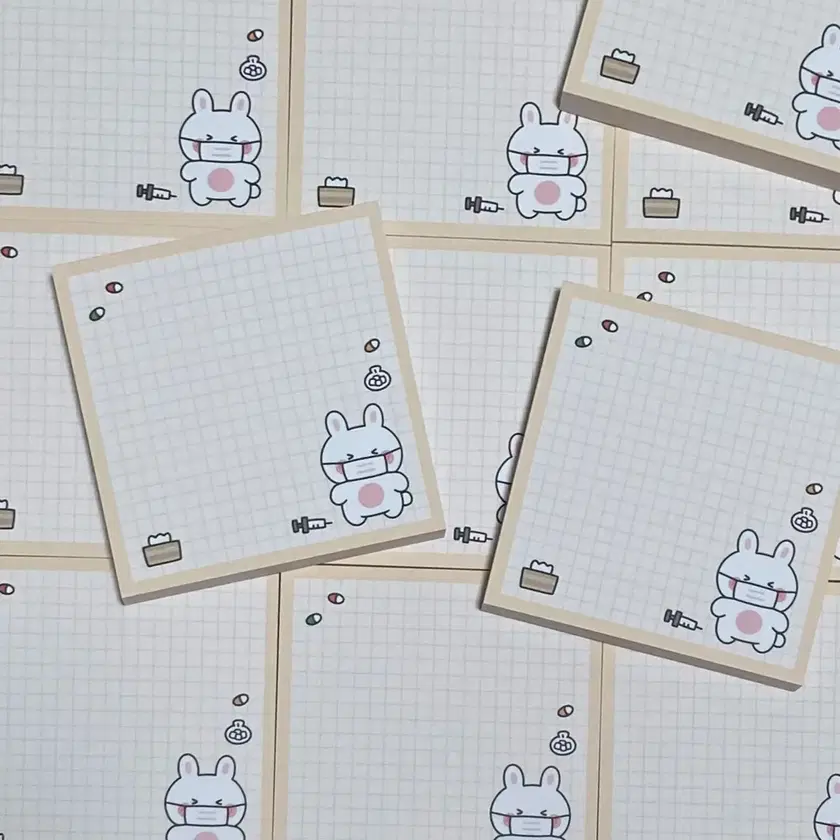 Yellow Rabbit with a Cold Notepad with Rice Cake Momo #모눈떡메,#모눈패드,#감기떡메 ...