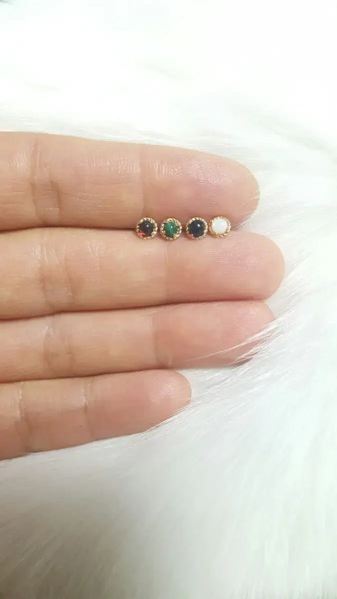 14K natural stone piercings (pair)