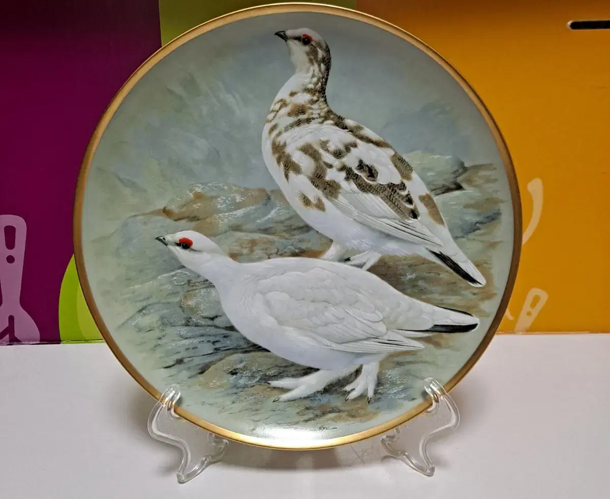 French decorative plate foliate bird PTARMIGAN [grouse, wild pheasant].