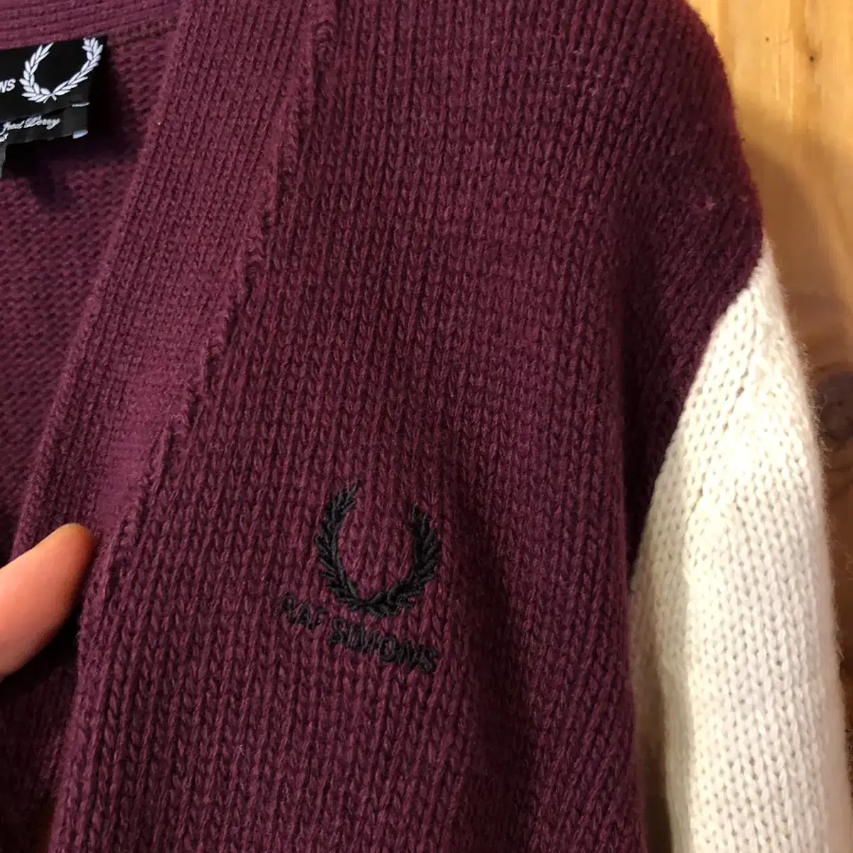 Raf Simons Fred Perry Collaboration Cardigan for sale. 