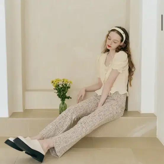 (새상품) 마가린핑거스 TWIGGY PANTS (BROWN) 트위드 팬츠