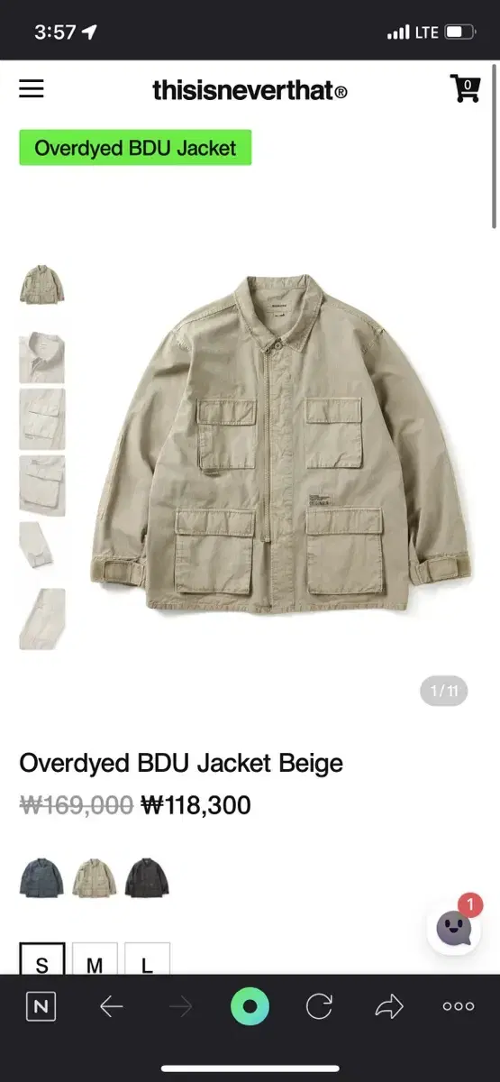 디스이즈네버댓 자켓 Overdyed BDU Jacket