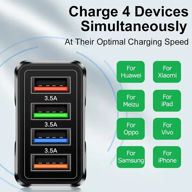 (새상품) 4포트 멀티플러그 USB충전기 삼성 애플 갤럭시 아이폰 호환 