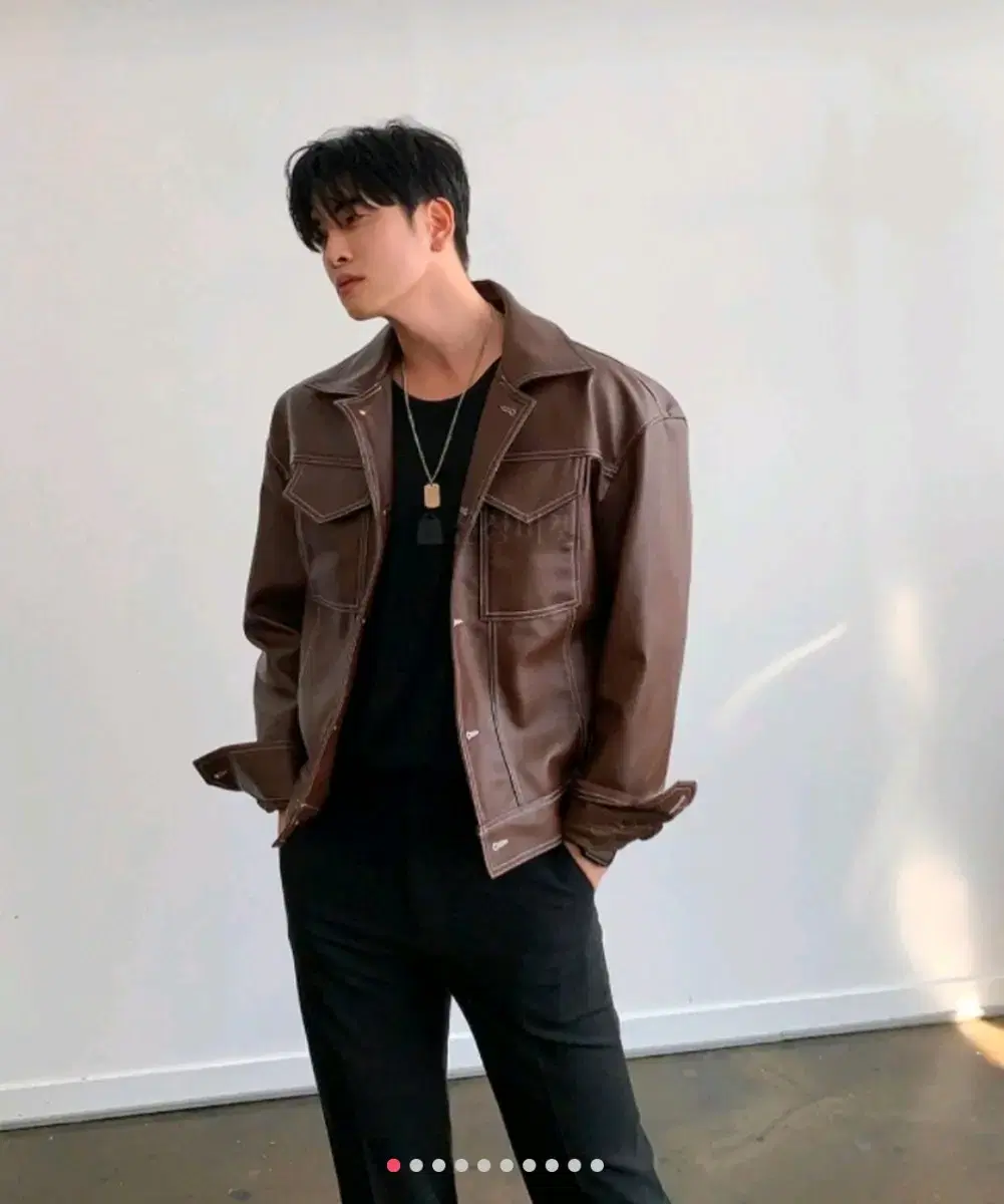 Semi-Overfit Leisure Jacket Black Brown