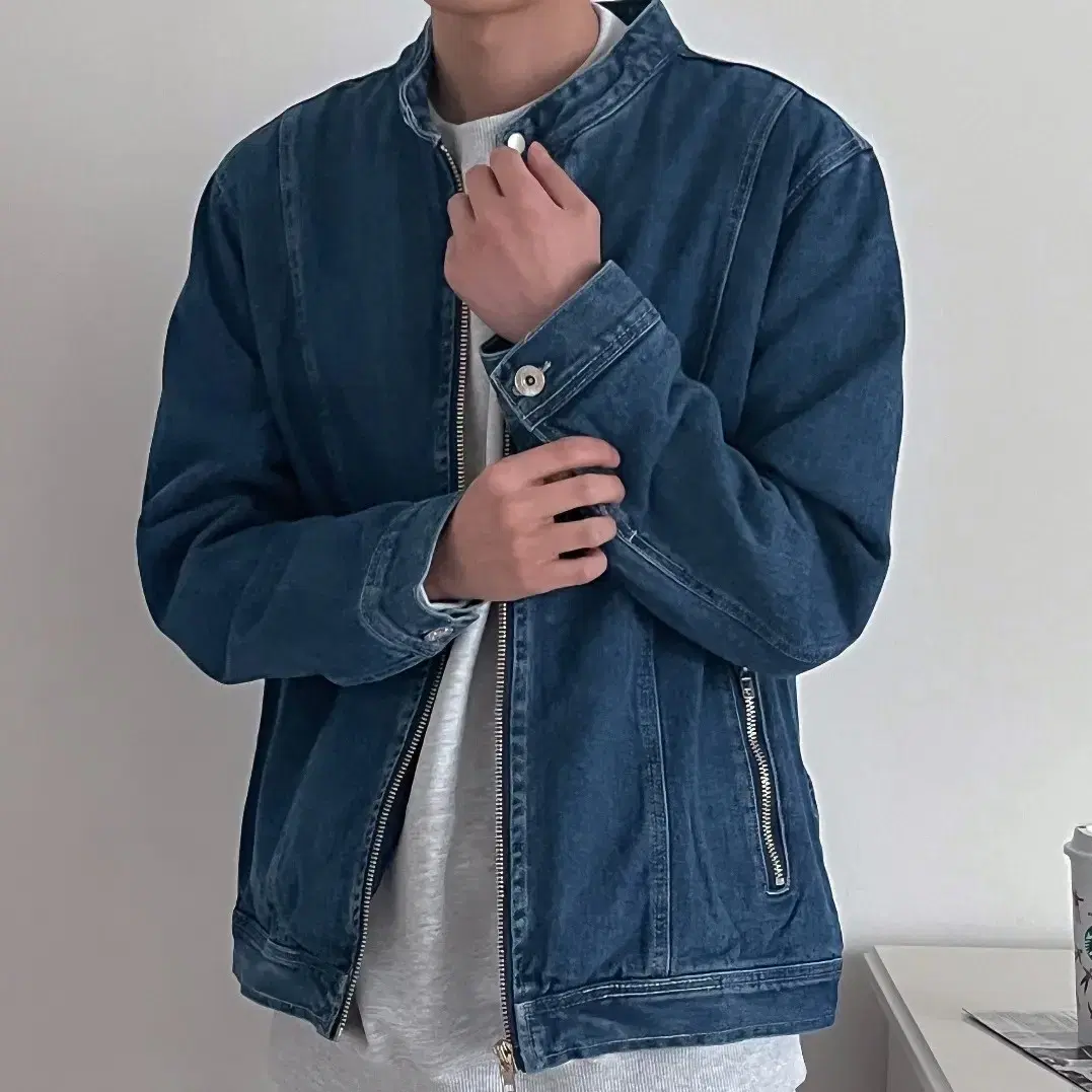 Big-size denim rider jacket