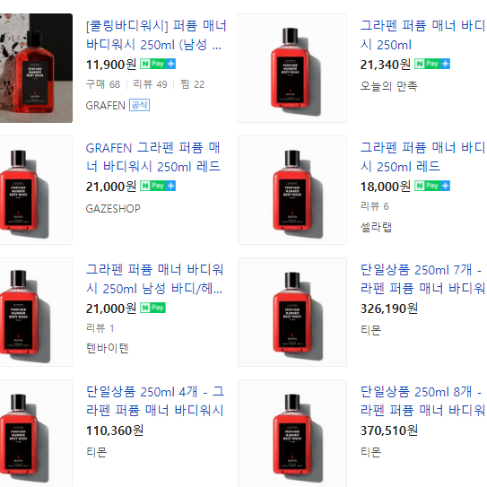 (그라펜) 퍼퓸 매너 바디 워시 250ml