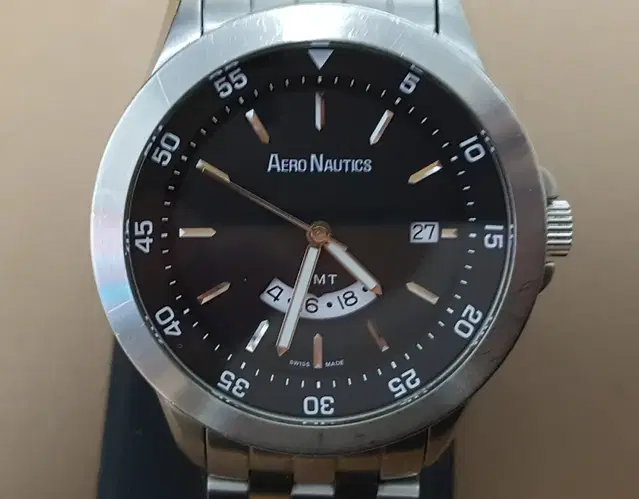 AERO NAUTICS 시계 GMT 쿼츠 남성용 스틸