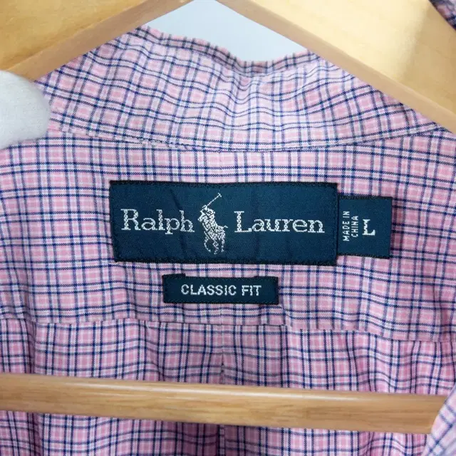 Ralphlauren 랄프로렌 클래식핏 남성 체크 반팔셔츠 L/빈티지홍