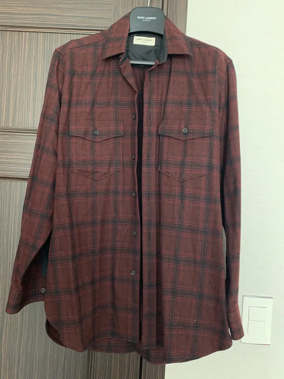 SAINT LAURENT 14SS WINE CHECK SHIRTS