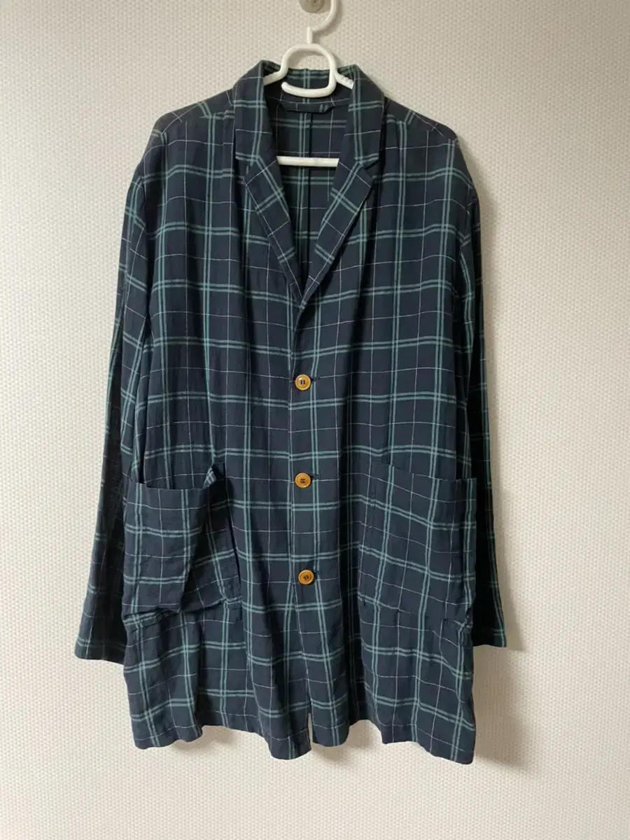 CONFECT Linen 3-Button Tartan Check Jacket