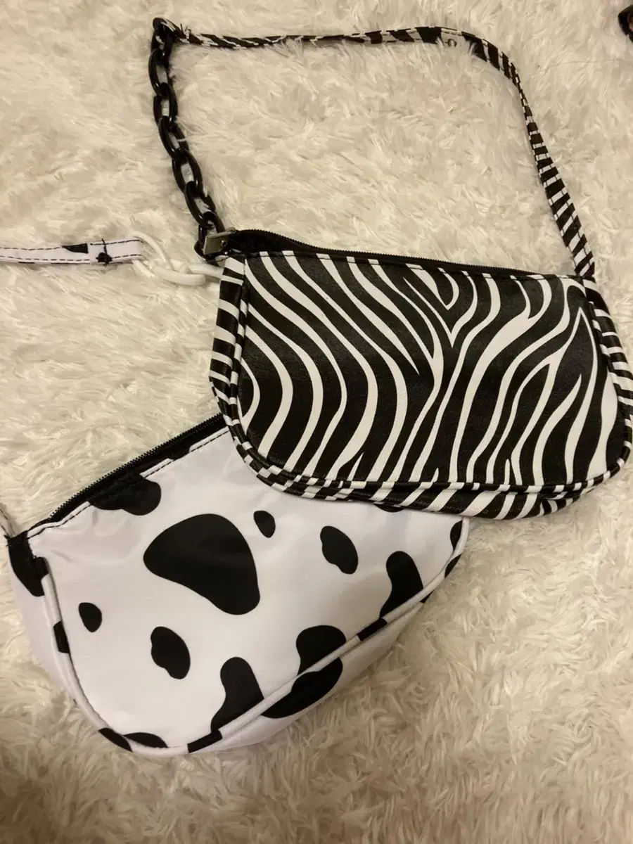 Zebra cow print pow bag