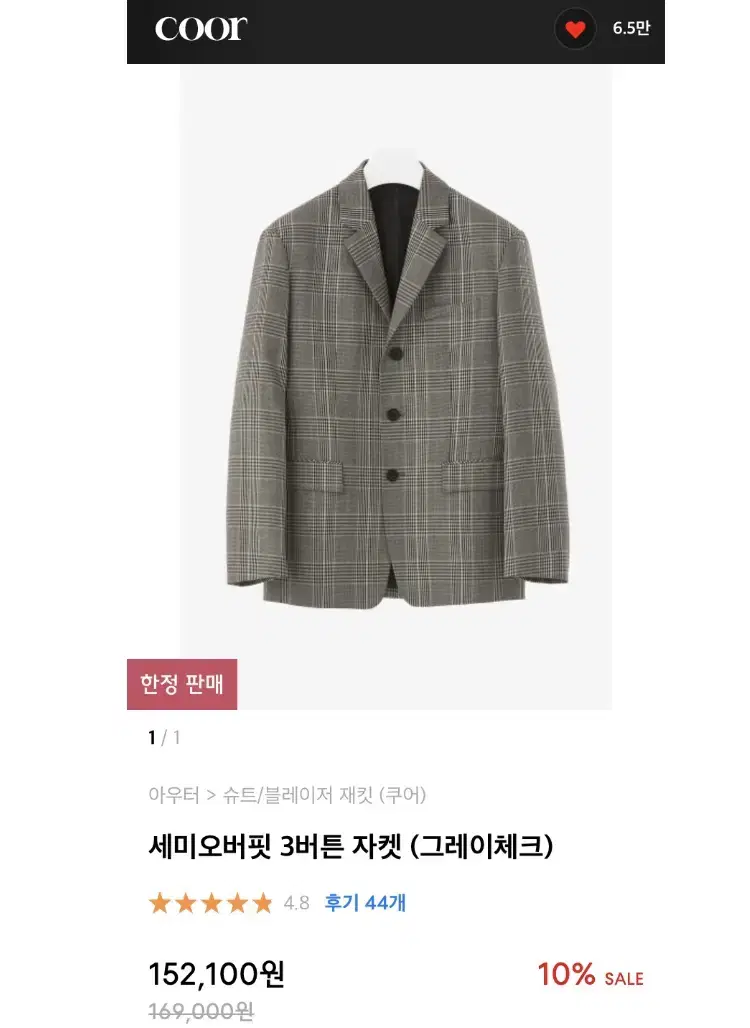 Coors Semi-Overfit Check Blazer (gray, M)