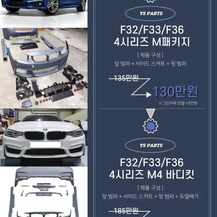 BMW F32 F33 F36 M팩 M텍 M4 범퍼 풀바디킷 도색장착초특가