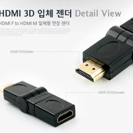 1+1 HDMI 연장 젠더 180도 회전 접이식 노트북 모니터 티비 연결