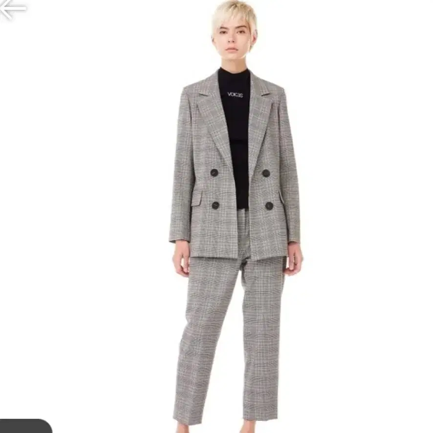 [VOV]Cozni Double Button Check Bar Suit Set