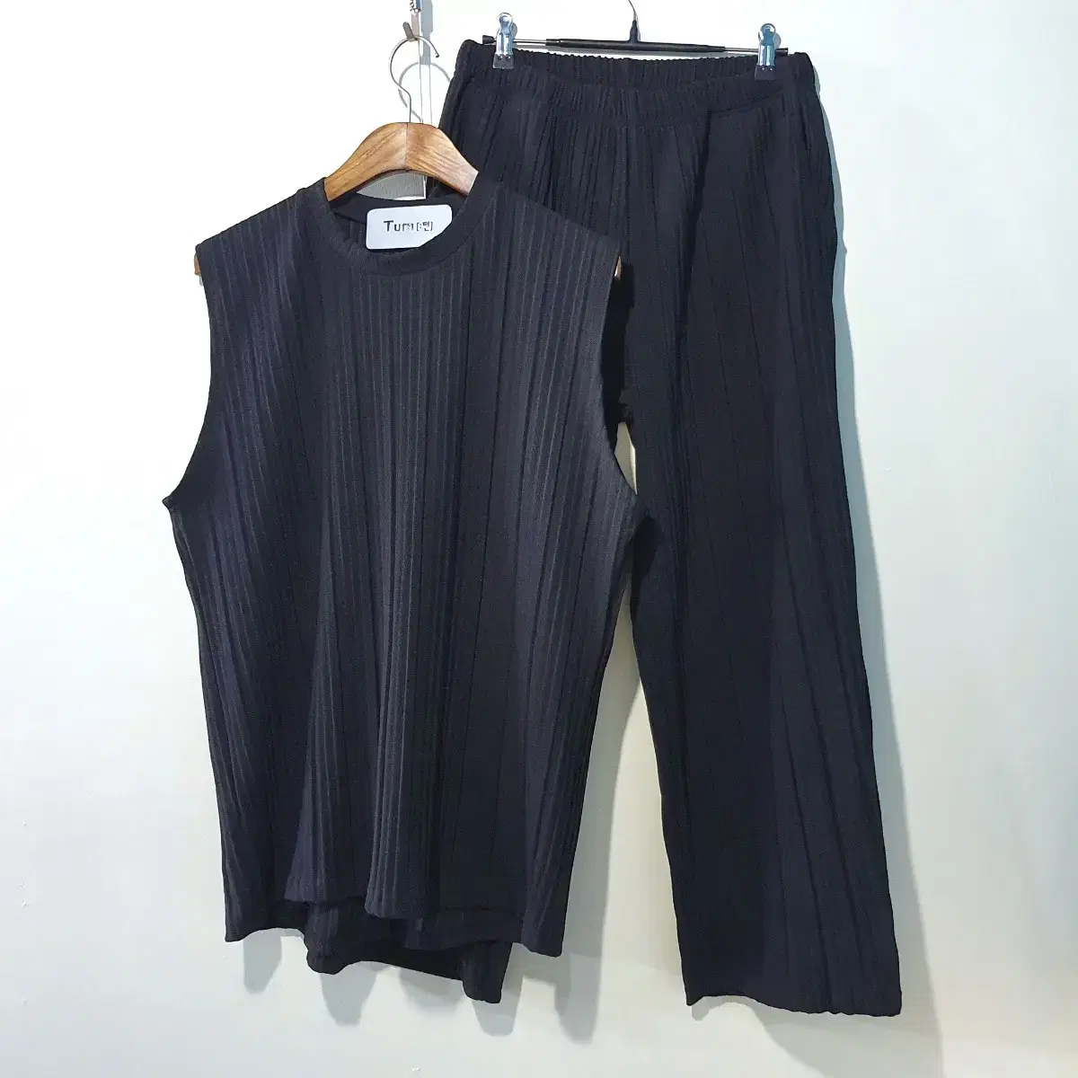 SS신상) Pleated nashi, wide pants set 2color