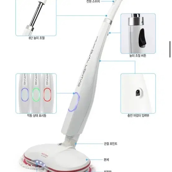 휴스톰 무선 듀얼스핀 물걸레 청소기 듀얼라이팅 HS-9100W