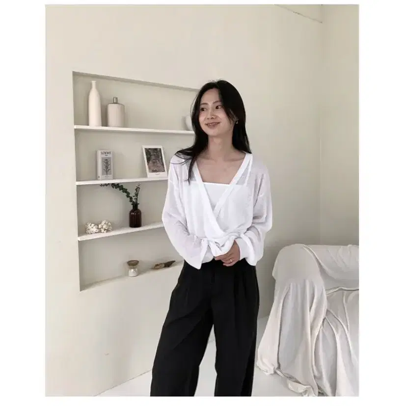 데일리쥬 썸머 랩 리넨 니트 화이트