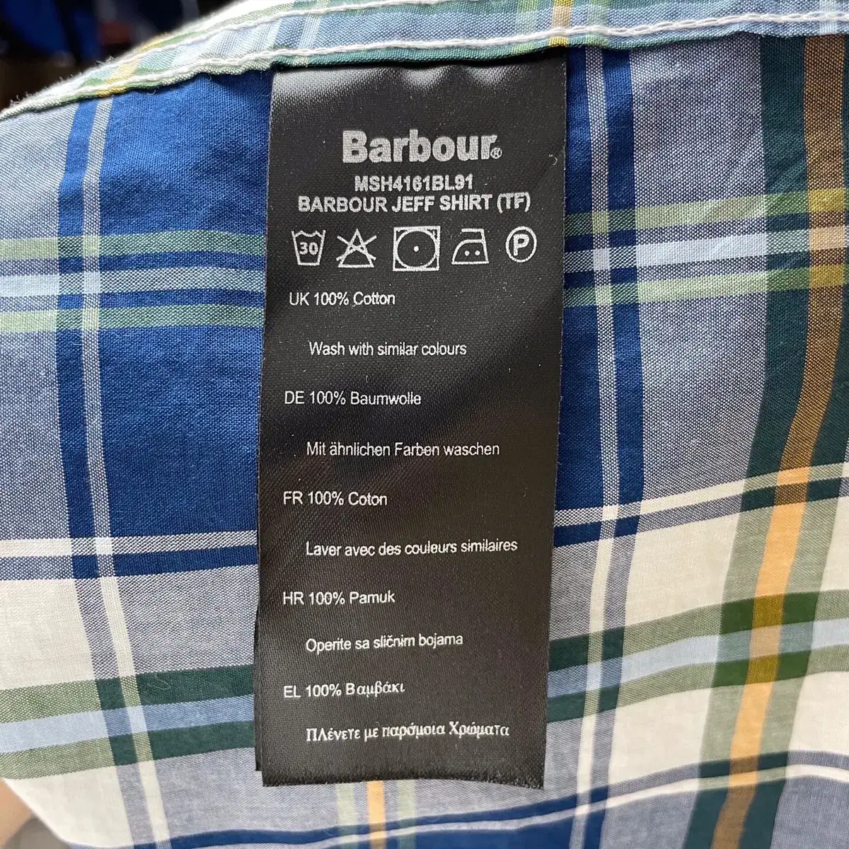 프롬브이 BARBOUR 바버 체크셔츠 (M)