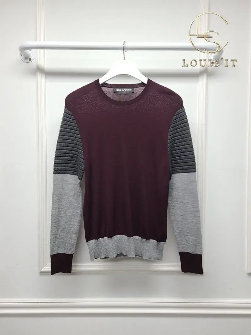 [XS] Nilvarette Burgundy Charcoal Colorblocked Round Knit