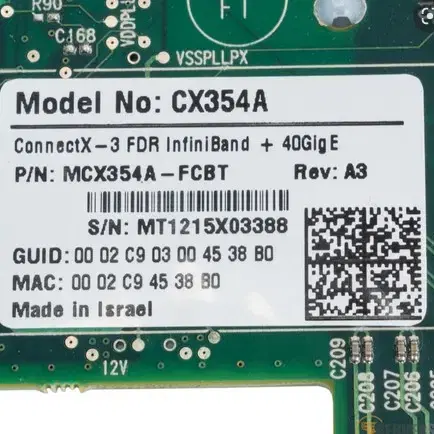 멜라녹스 40G 랜카드 - CX354A-FCBT QSFP+ 포트 2개