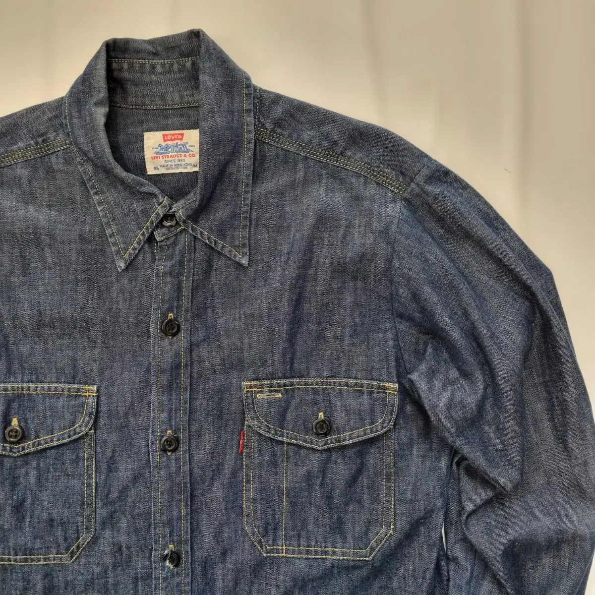 M 리바이스 진청 데님셔츠 청셔츠 .  Levi's Denim Shirt