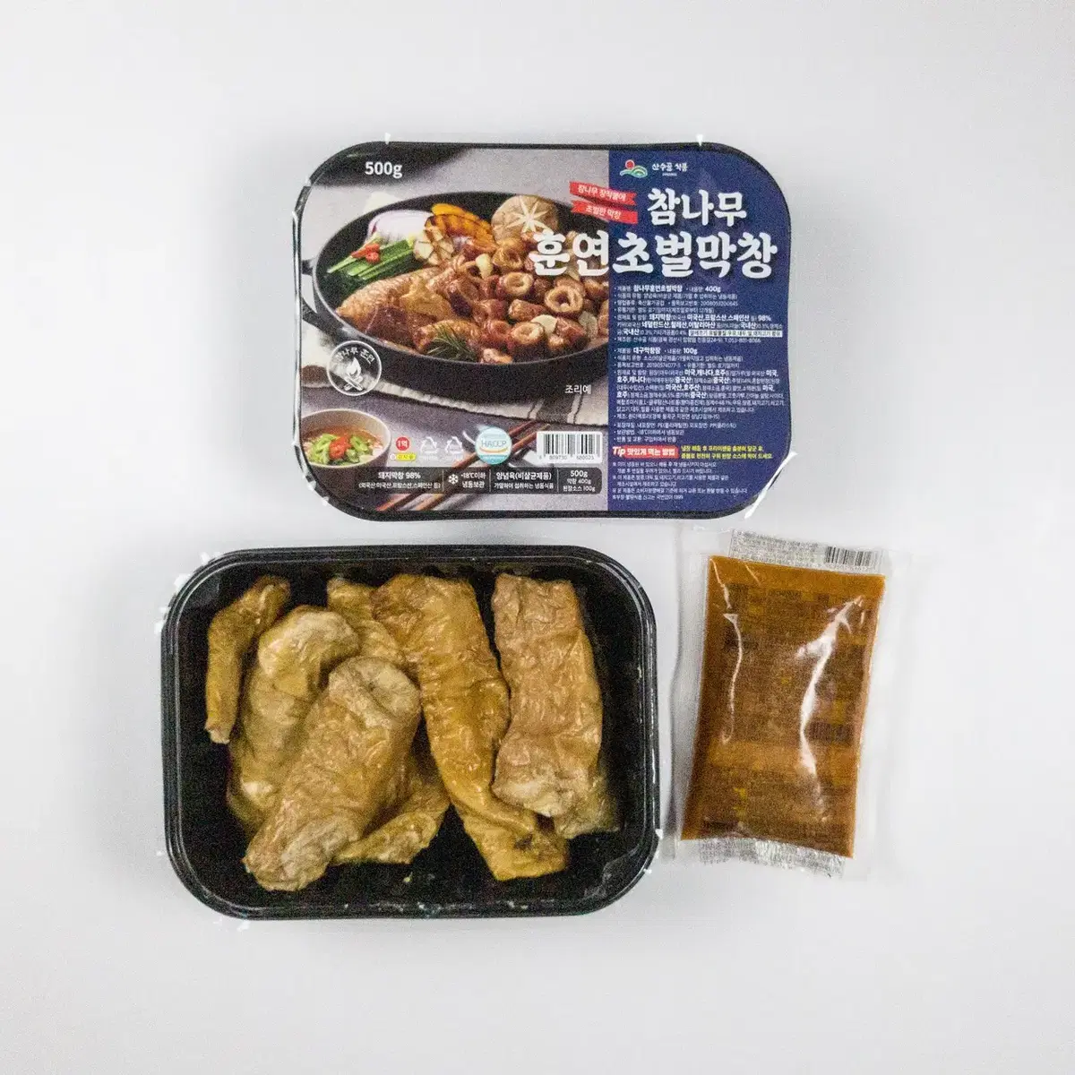 산수골식품) 참나무 훈연초벌막창500g(막창400g+된소100g)