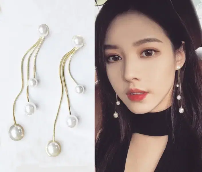 S925Silver Daily Long Drop Pearl Earrings