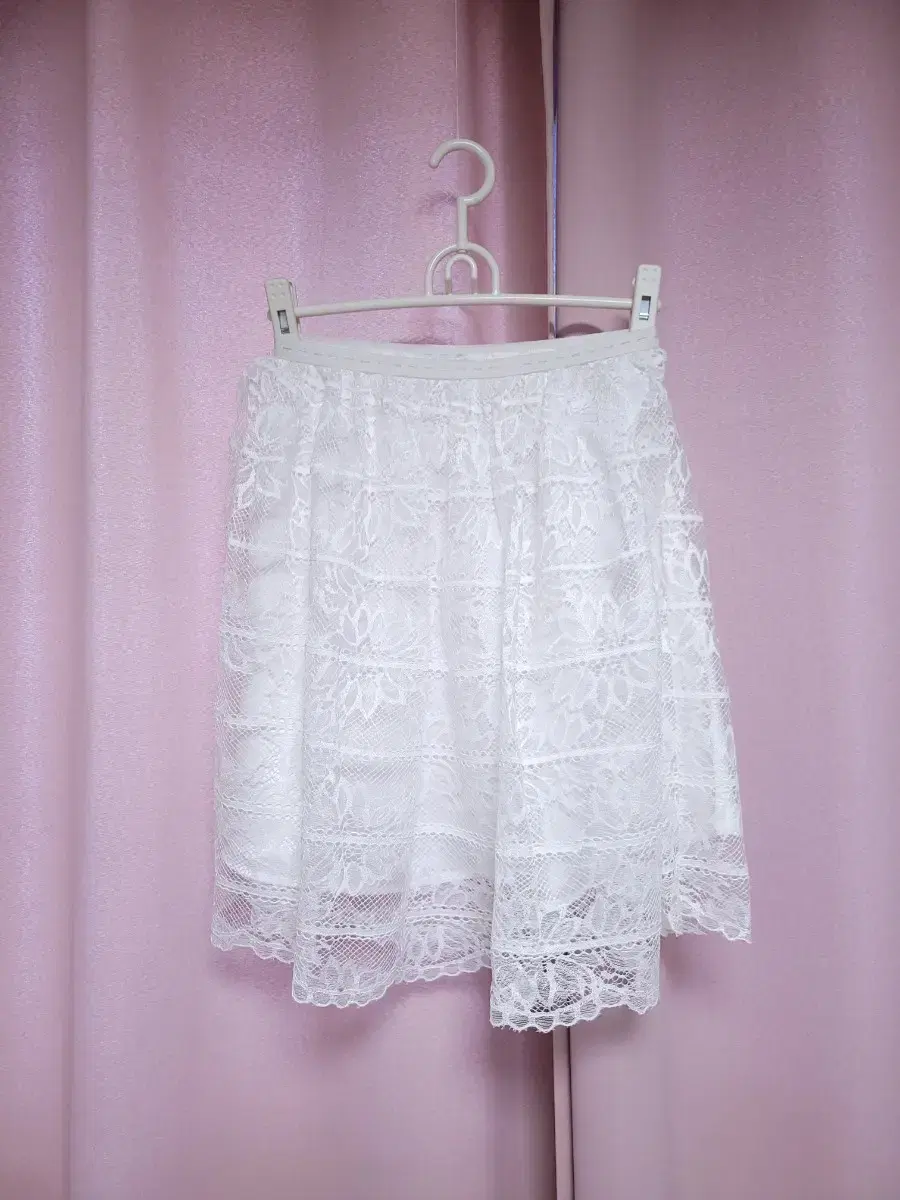 *Free shipping* Women's White Lace Waistband Skirt