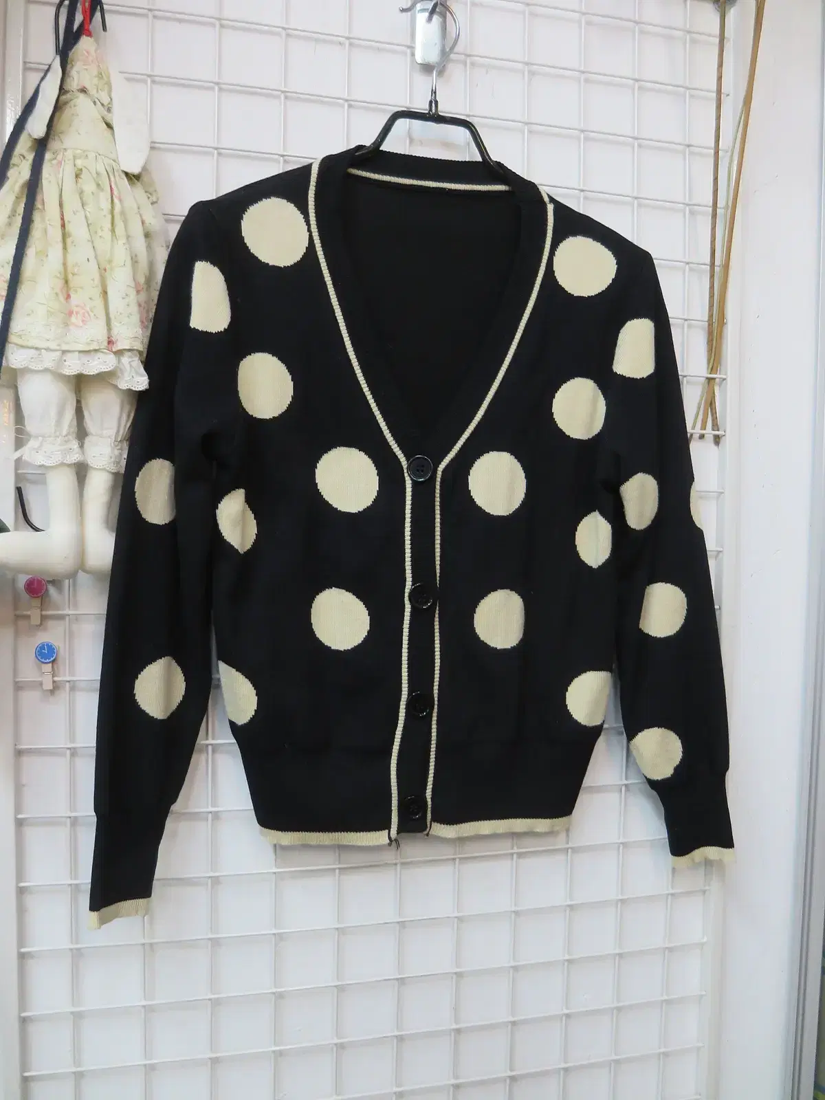 Black Dot Knit Cardigan