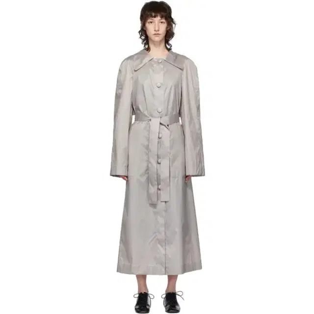 Lemaire Grey Silk Waxed Trench Coat 르메르