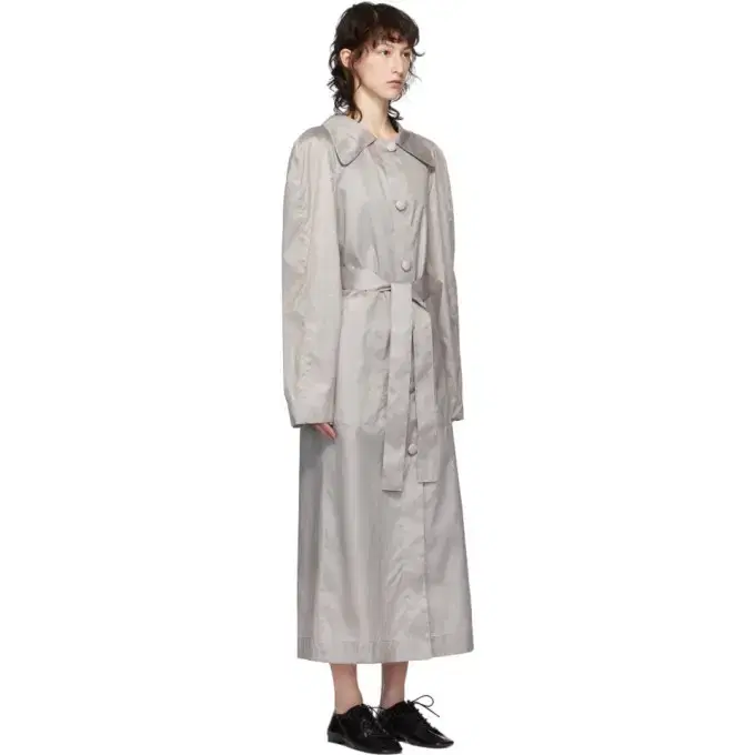 Lemaire Grey Silk Waxed Trench Coat 르메르