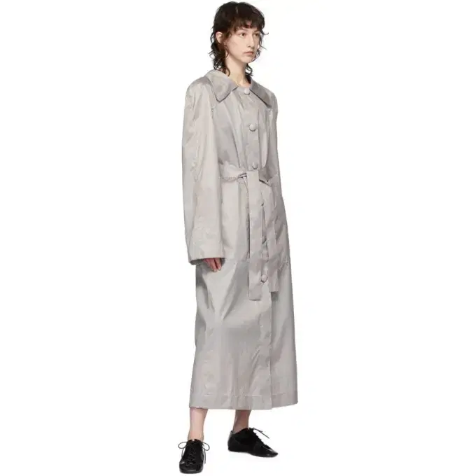 Lemaire Grey Silk Waxed Trench Coat 르메르