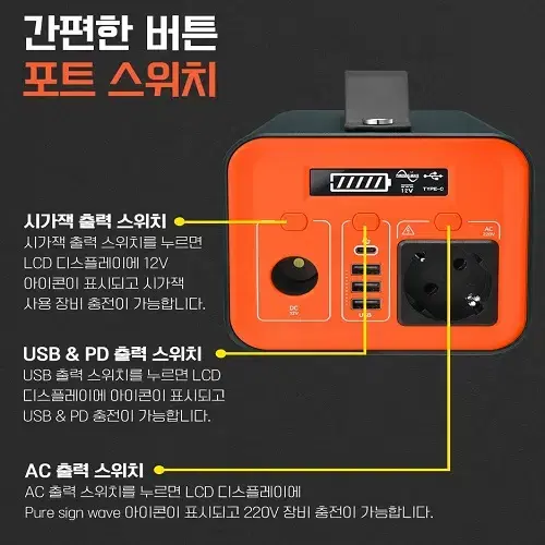 (무료배송) 캠핑 차박 휴대용 보조배터리 AC 220v  노트북 태블릿 